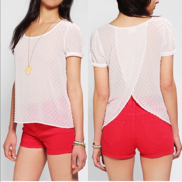 UO Pins and Needles Clip Dot Tulip Blouse - Picture 6 of 6